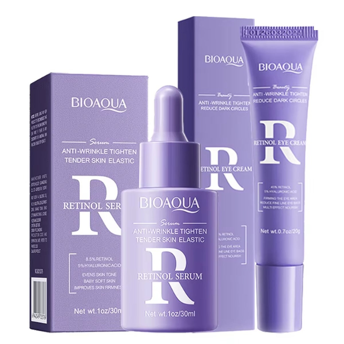 Kit Retinol Rejuvenecedor 3 en 1 – Sérum + Crema Facial + Contorno de Ojos